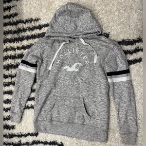 Hollister Gray Hoodie with Black and White Stripes